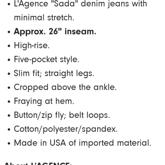 NEW L'AGENCE Sada Slim Straight Leg Cropped Jeans Khaki Trendy Luxury Summer - Picture 2 of 11